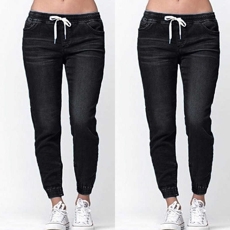 Middle Waist Ladies Lantern Jeans Women Summer Autumn Skinny Fashion Casual Drawstring High Quality Simple 210922
