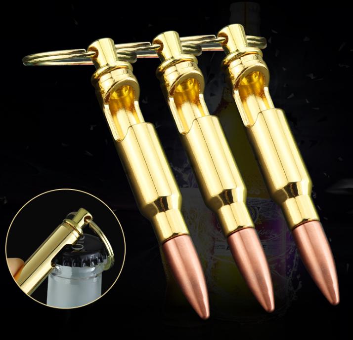 Beer Bottle Opener keychain Bullet Shell Shape Key Ring Chain Metal Beer Bar Keychain Tool for Wedding Birthday Day Great Cool