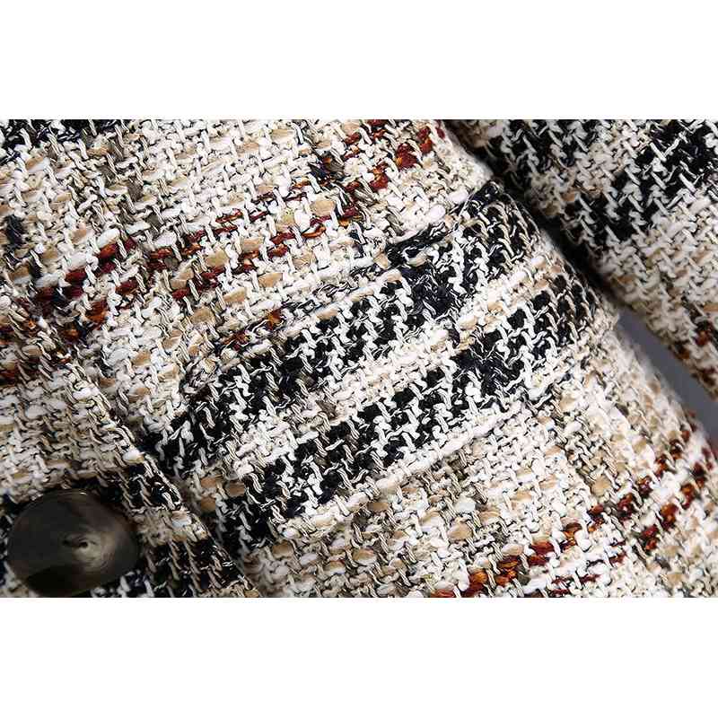 Tweed Women Elegant Patchwork Blazers Spring-Autumn Fashion Ladies Thick Jackets Female Vintage Coats Chic Girls Cute 210527