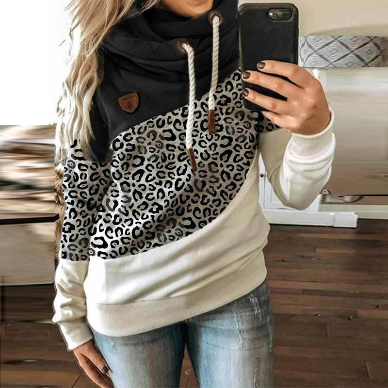 Women Patchwork Drawstring Hooded Casual Womens Sweatshirt Winter Product Pullover Ladies Sweatshirt Hoodies Harajuku Hoodie 201216