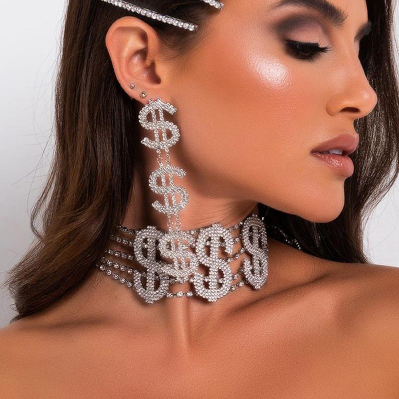 Earrings & Necklace Stonefans Rhinestone Dollar And Set For Women Wedding Accessories Choker Bride Jewelry Sets Party Gift, Silver
Earrings & Necklace Stonefans Rhinestone Dollar And Set For Women Wedding Accessories Choker Bride Jewelry Sets Party Gift, Silver