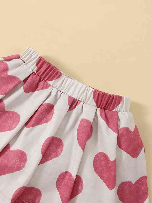 Baby Cold Shoulder Layered Sleeve Crop Top Print Skirt SHE