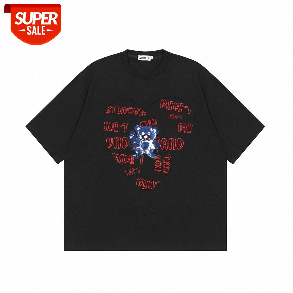 Bear letter graffiti printing short-sleeved T-shirt men's bf lazy style loose round neck five-point sleeves #6n4f, White;black
Bear letter graffiti printing short-sleeved T-shirt men's bf lazy style loose round neck five-point sleeves #6n4f, White;black