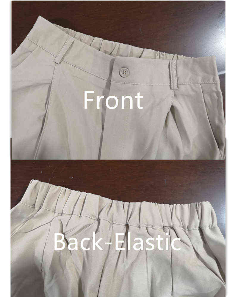 Spring Wide Leg Khaki Pant elastic High Waist Palazzo streetwear Elegant Office Ladies Trousers 211124