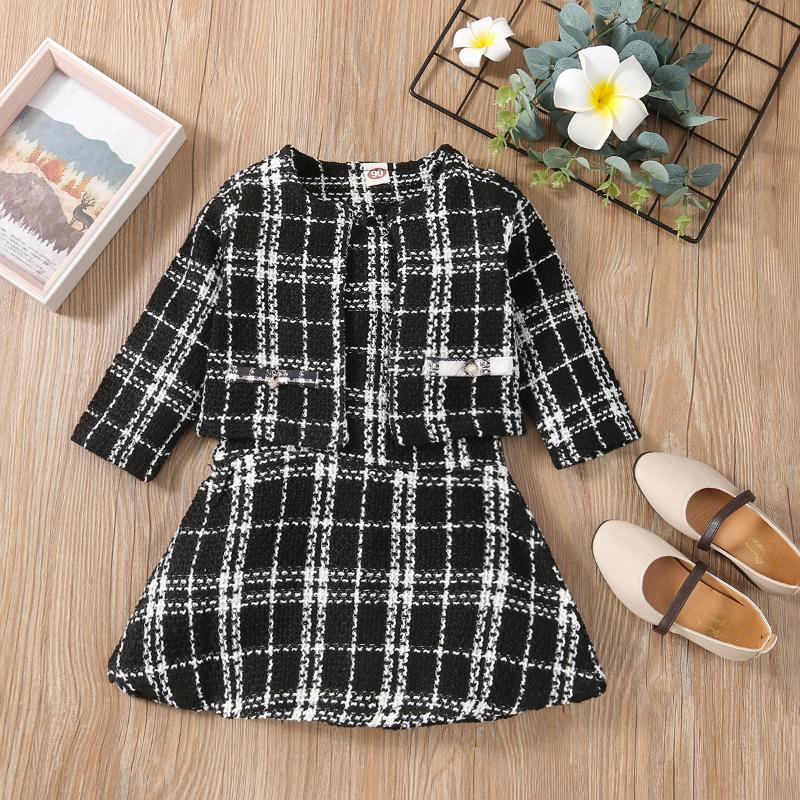 Clothing Sets Toddler Baby Spring Autumn Kids Girl Pageant Plaid Coat Dress Party Outfits Fashion Clothes 2PCS, White 
Clothing Sets Toddler Baby Spring Autumn Kids Girl Pageant Plaid Coat Dress Party Outfits Fashion Clothes 2PCS, White