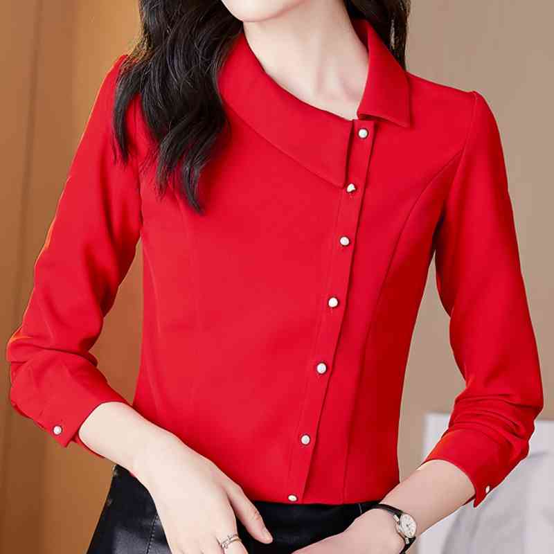 Long Sleeve Chiffon Blouse Shirt Blouse Women Blusas Mujer De Moda Turn Down Collar Blouse Tops Women Blouses Blusa E279 210602, Red
Long Sleeve Chiffon Blouse Shirt Blouse Women Blusas Mujer De Moda Turn Down Collar Blouse Tops Women Blouses Blusa E279 210602, Red