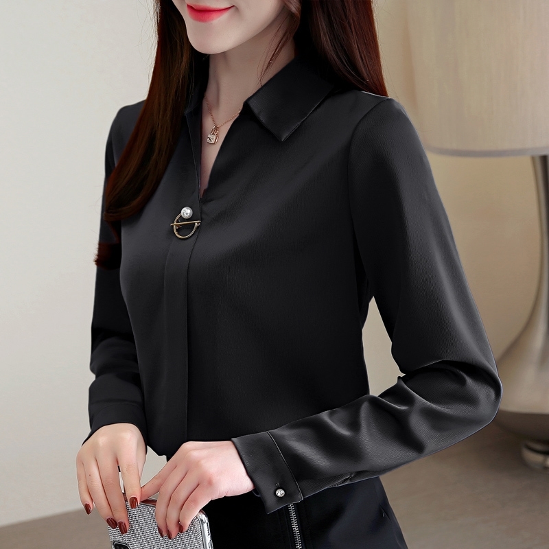 fashion woman blouses solid chiffon blouse shirt long sleeve women shirts office blouse womens tops and blouses 1783 50 T200322