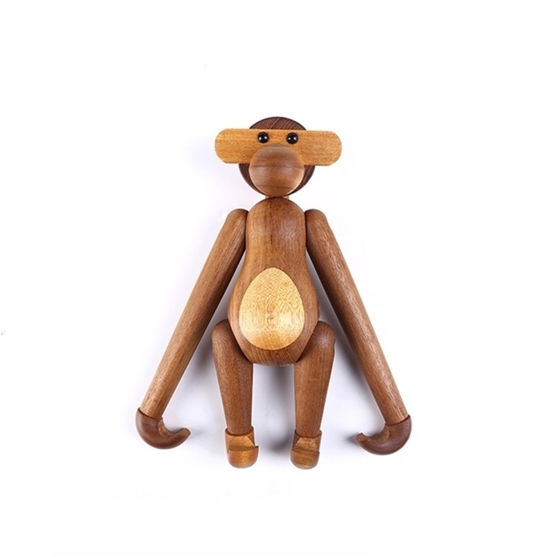 Interesting Wooden Monkey Ornaments Handmade In Nordic Danish Style For Home Statues Sculptures Figurines Interior 211108