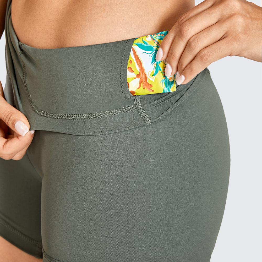 Yoga Shorts SYROKAN Naked Feeling High Waisted Workout for Women Athletic Running Volleyball Short Tight -4 Inches