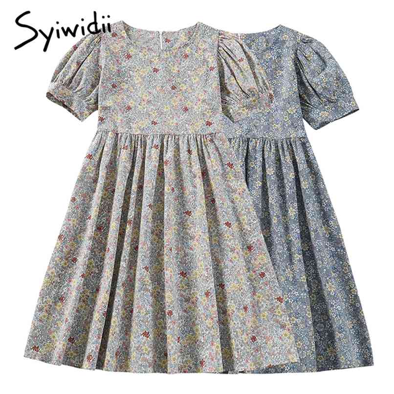Vintage Floral Print Dresses Women Puff Sleeve Short O-Neck A-line Back Zippers Clothes Summer Dress 210607, Creamy-white
Vintage Floral Print Dresses Women Puff Sleeve Short O-Neck A-line Back Zippers Clothes Summer Dress 210607, Creamy-white