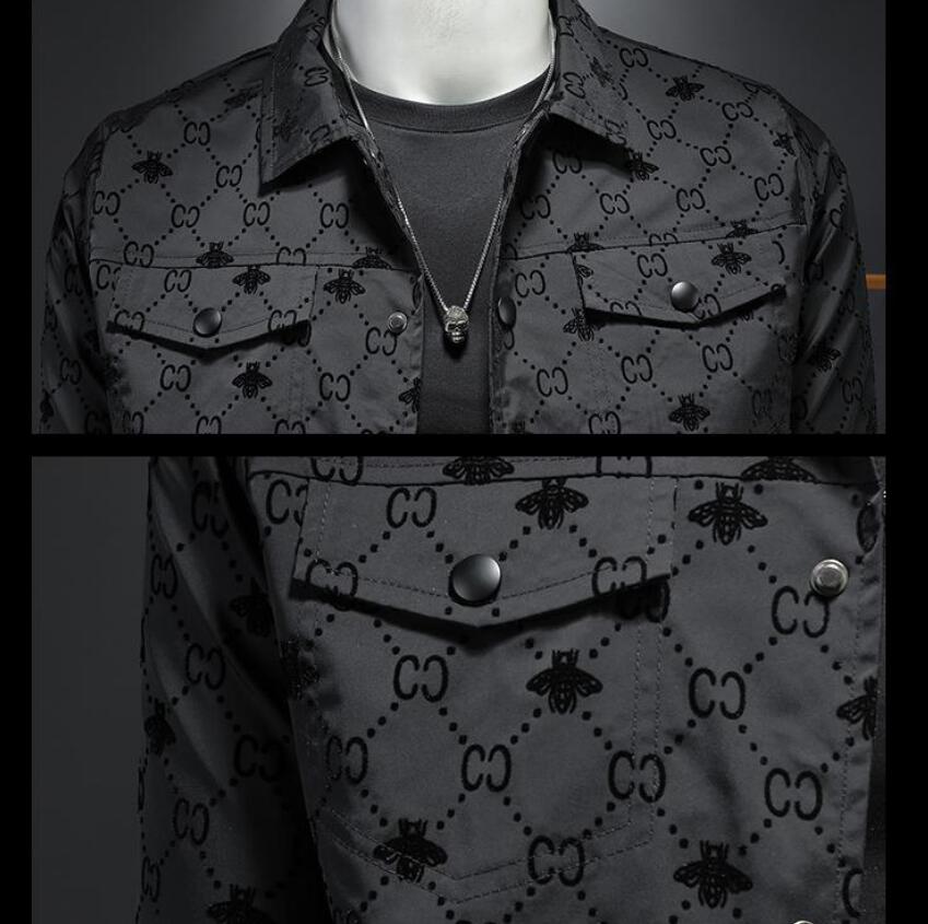 autumn new men039s jacket Korean slim fit Lapel print European Station Youth jacket trendy men039s jacket