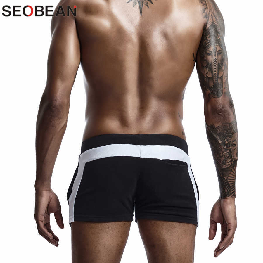 SEOBEAN Men Homewear Shorts Sexy Low Waist Cotton Super Soft Comfortable Home Male Panties Boxer Casual Short Pants 210629