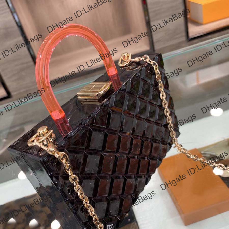 2021 Designers Golden Chain Crossbody Bags Multicolor Acrylic Fashion Womens Transparent Handbags Purses Designer Shoulder Bags Tote Bags
2021 Designers Golden Chain Crossbody Bags Multicolor Acrylic Fashion Womens Transparent Handbags Purses Designer Shoulder Bags Tote Bags