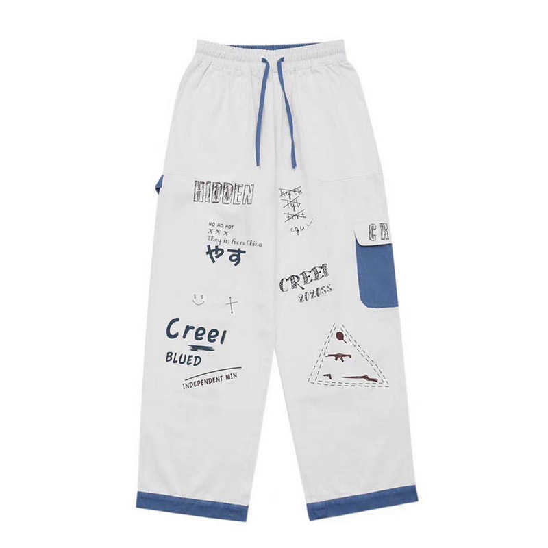 Straight Denim Jeans Men Graphic Printed Jeans Streetwear Jeans Man Wildleg Pants Hip Hop Korean Harajuku Fashion Pants 211011