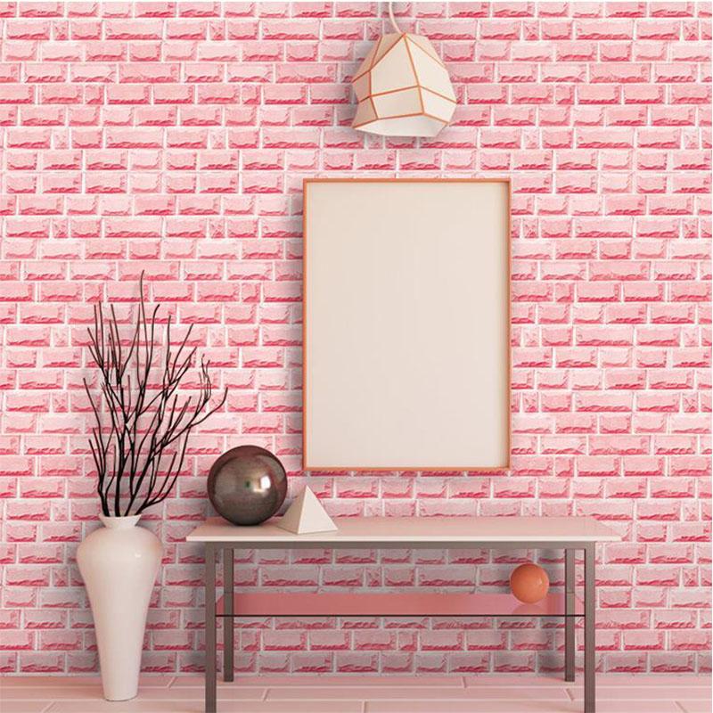Wallpapers 3D Pink Brick Wall Paper PVC Self Adhesive Wallpaper Roll For Living Room Girls Bedroom Dormitory House Decoration