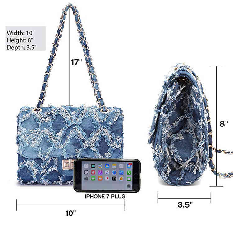 Custom Handbags Casual Quilted Women Twist Lock Msenger Shoulder Bags Denim Jean Chain Straps Purse Hand Bags
Custom Handbags Casual Quilted Women Twist Lock Msenger Shoulder Bags Denim Jean Chain Straps Purse Hand Bags