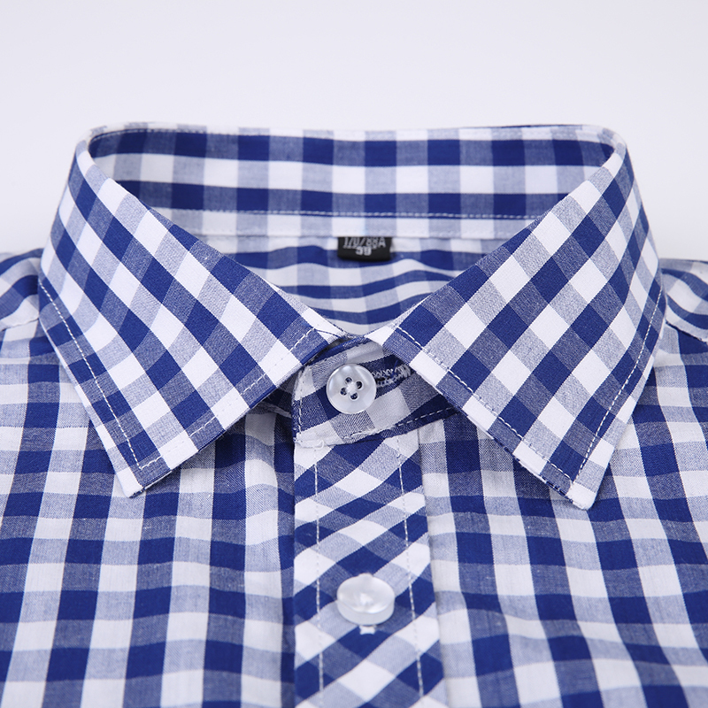 Summer Short Sleeve Plaid Shirts Fashion Men Business Casual Shirts square collar Cotton loose fit Shirts with front pocket T200505