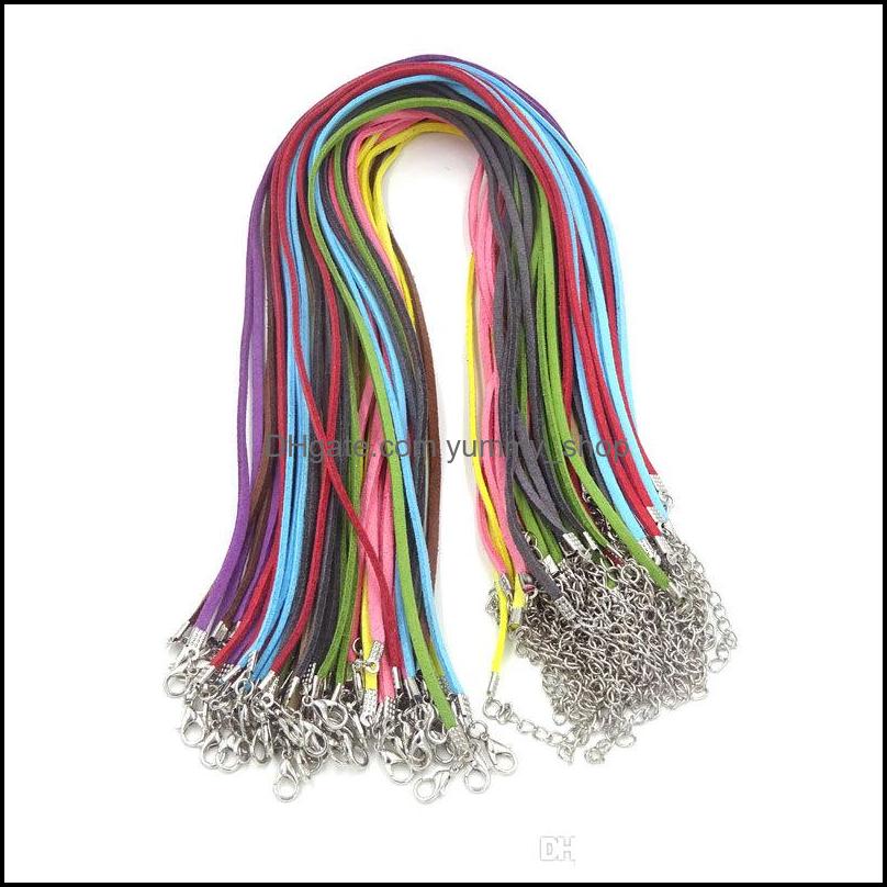 Cord Wire Findings Components Jewelry 27Mm Mix Suede Leather Wax Necklace Cords With Lobster Clasp For Diy Neckalce Pendant Cra