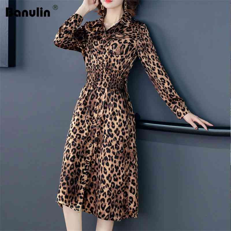 Banulin Leopard Dress Spring Women Long Sleeve Turn Down Neck Single-Breasted A-line Party Vestidos de fiesta 210603, Leopard grain
Banulin Leopard Dress Spring Women Long Sleeve Turn Down Neck Single-Breasted A-line Party Vestidos de fiesta 210603, Leopard grain