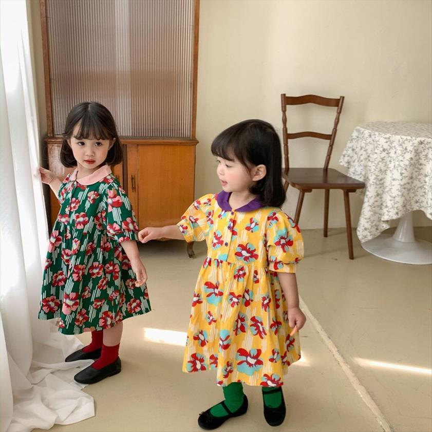children baby short girl dresses puff sleeve big floral toddler girls retro artist cotton fashion pricess dress for summer, Red;yellow 
children baby short girl dresses puff sleeve big floral toddler girls retro artist cotton fashion pricess dress for summer, Red;yellow