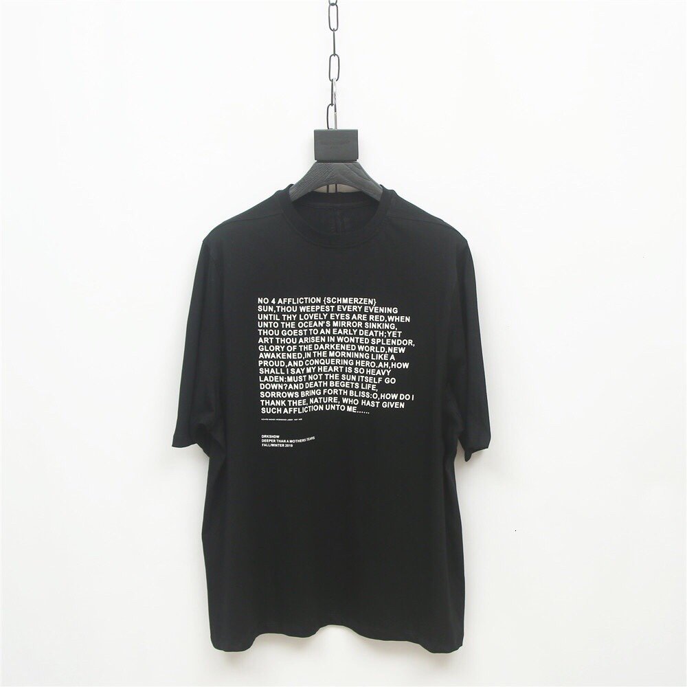 2021 New Best Quality 1:1 Rick's Dark No.5 Slogan Printed Women Hiphop Streetwear Men Short Sleeve Cotton t Shirt Elak
2021 New Best Quality 1:1 Rick's Dark No.5 Slogan Printed Women Hiphop Streetwear Men Short Sleeve Cotton t Shirt Elak