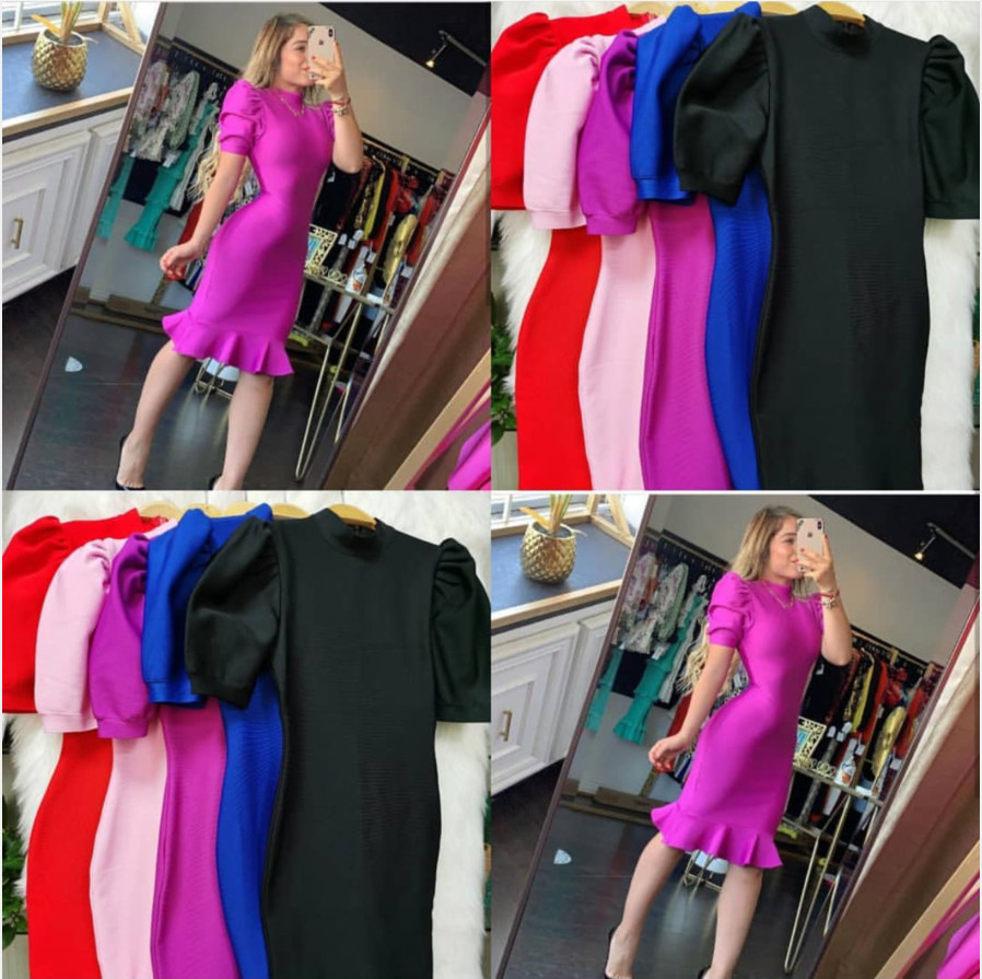 High Quality Black Purple Short Sleeve Ruffles Rayon Bandage Dress Elegant Club Party Dress Vestidos 210309