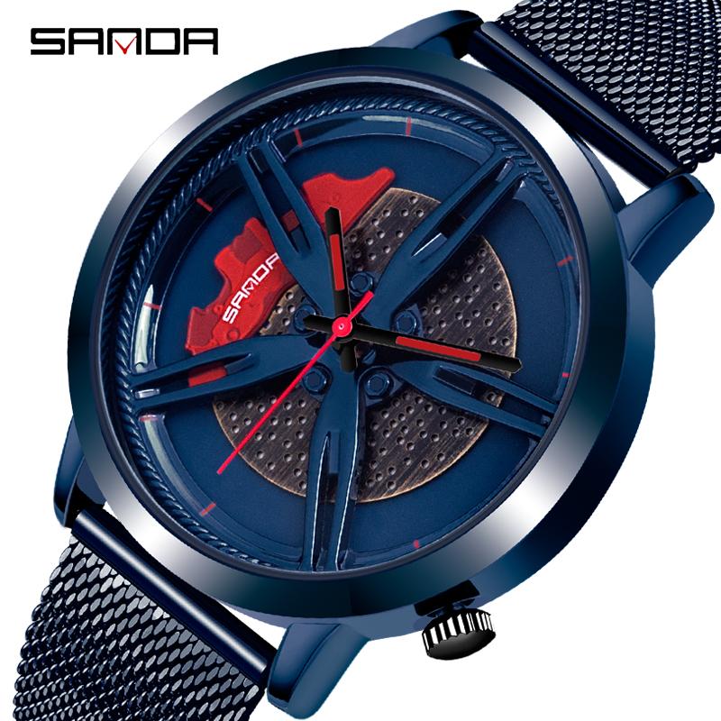 Wristwatches SANDA Men Watch Car Wheel Dial Design Male Wristwatch Black Gold Royal Blue Waterproof Watches Mesh Stainless Steel Quartz Relo, Watch 1
Wristwatches SANDA Men Watch Car Wheel Dial Design Male Wristwatch Black Gold Royal Blue Waterproof Watches Mesh Stainless Steel Quartz Relo, Watch 1