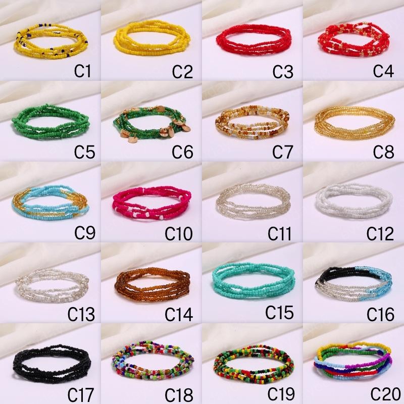 Colorful Belly Chains Rice Bead Multi Layers Handmade Waist Link Bikini Body Jewelry String Chain Beads Wholesale