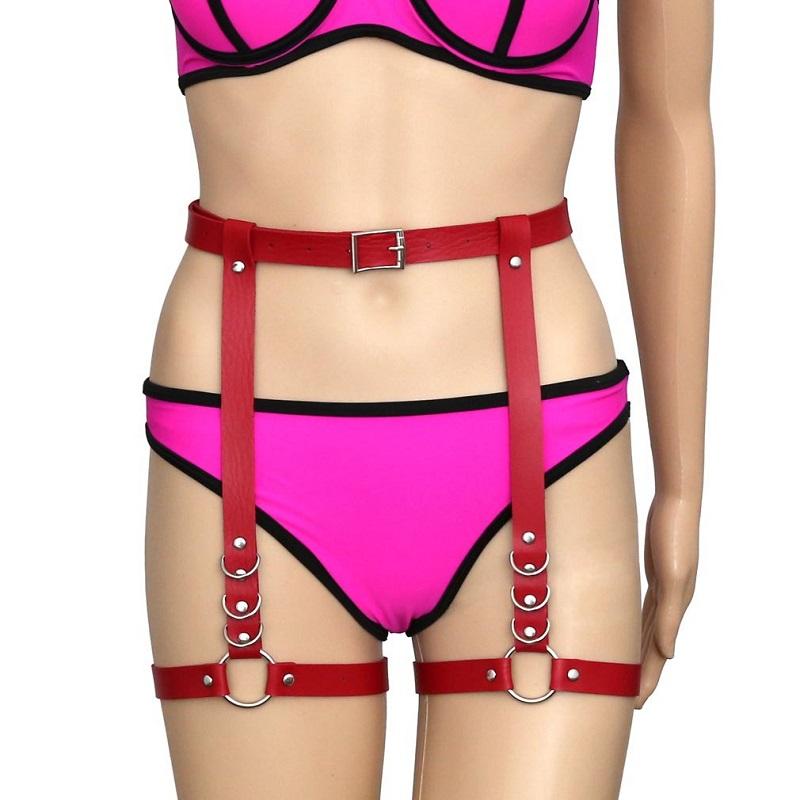 Sword Belt Harajuku Handmade Leather Punk Goth Bdsm Garters Belt Lingerie Erotic Suspenders Strap Detachable O-ring Leg Harness