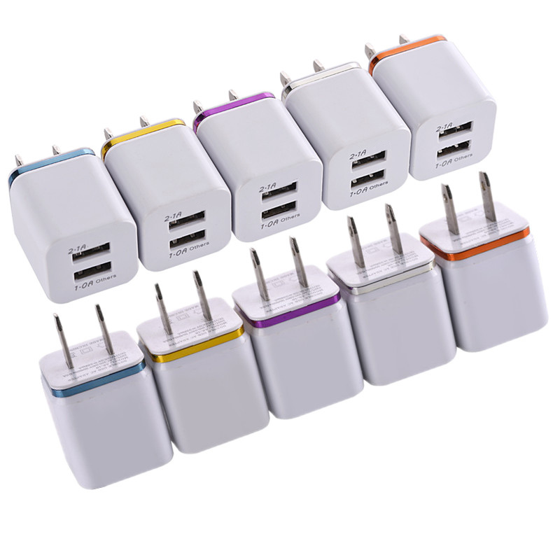 Dual Usb Ports 2.1A+1A EU US Ac Home Travel Wall Charger Power Adapter Plug For Samsung Galaxy Note 8 10 S8 S10 htc Android phone