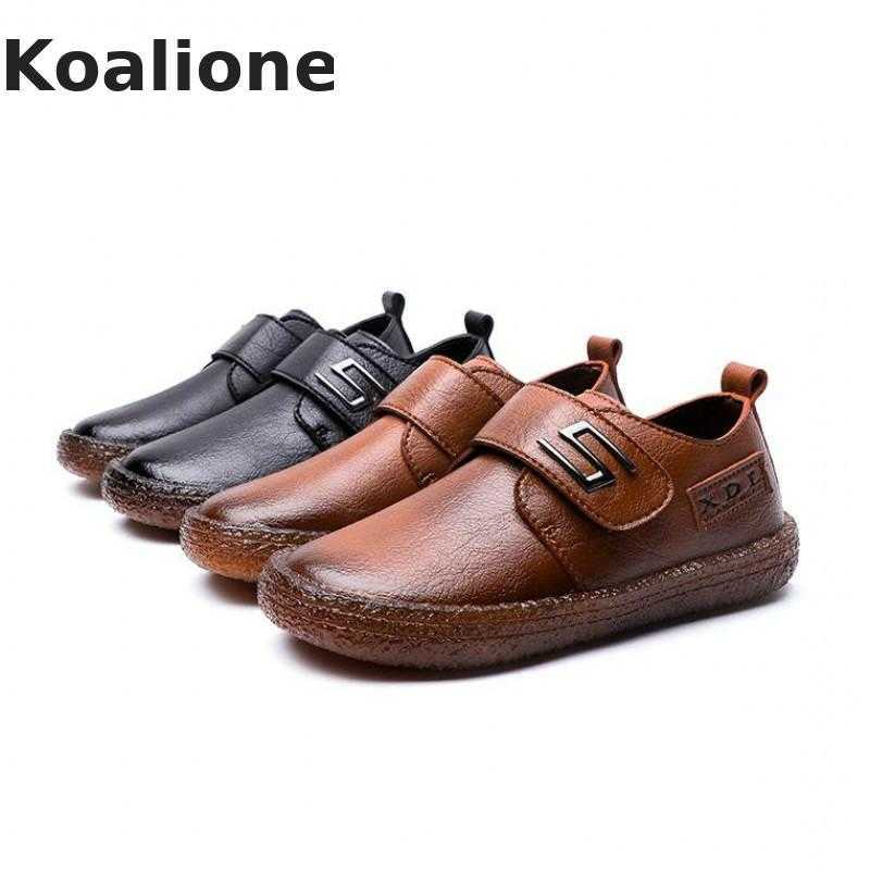 Kids Leather Shoes For Boys Wedding School Show Flats Shoes Classic Children Black Loafer Moccasins Fashion British Style Spring X0703