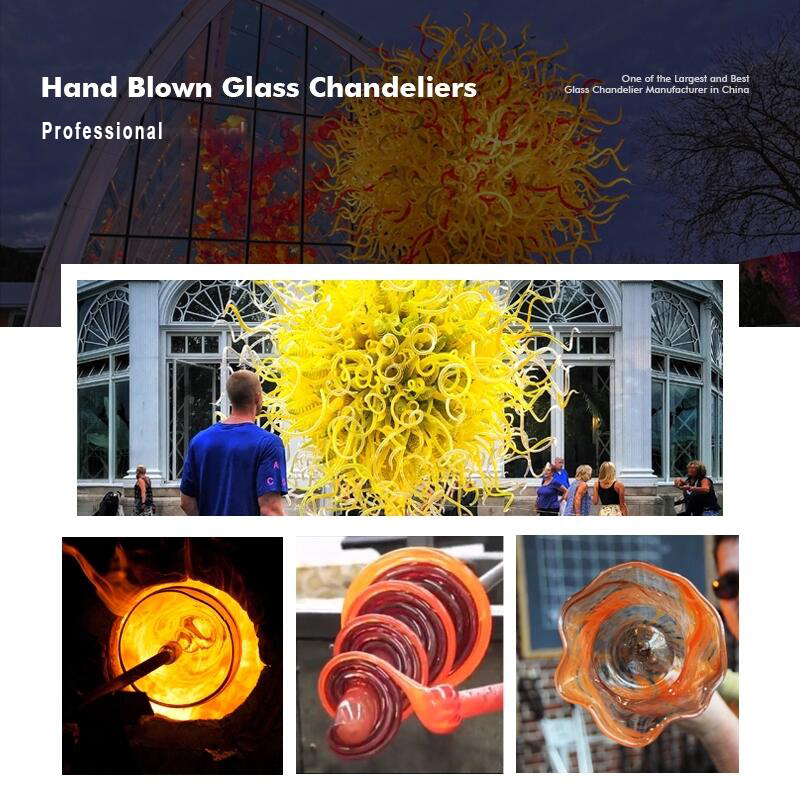 Red Colored Glass Flower Chandelier LED Light Hand Blown Glass Chandelier Drop Shape Glass Pendant for Banquet Wedding Art Decoration