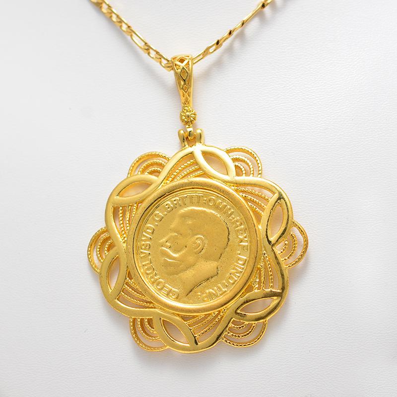 Pendant Necklaces Annayoyo Gold Color Flower United Kingdom George V Coin Jewelry Necklace For Women Man Commemorative
Pendant Necklaces Annayoyo Gold Color Flower United Kingdom George V Coin Jewelry Necklace For Women Man Commemorative