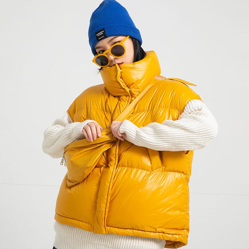 Women's Down & Parkas ZCWXM Winter Warm Short Jackets Women Feather Vest Puffer Sleeveless Black Coat Match With Bag Ladies Waistcoat