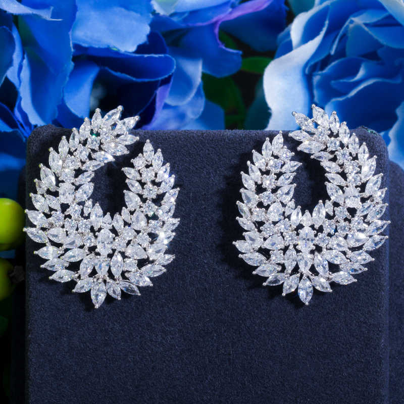 CWWZircons Waterdrop Full Mirco Paved Cubic Zircon Naija Wedding Earring Fashion Women Party Jewelry CZ612 211006