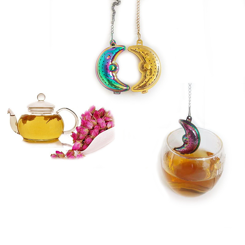 Moon Shaped Tea Infuser 304 Stainless Steel Tea Strainer Multi Function Tea Filter Tool Seasoning Ball
