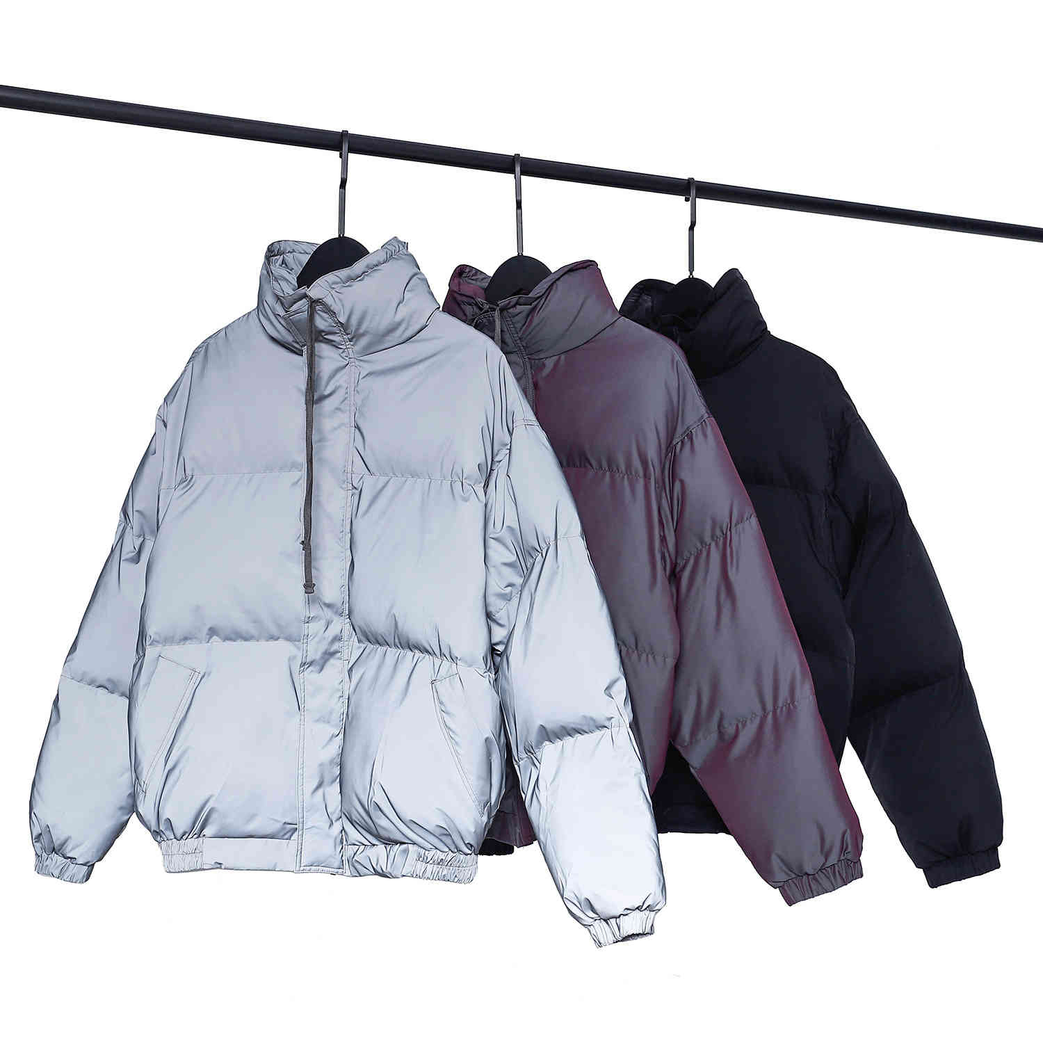 Fog double thread essentials laser reflective stand collar down high street cotton warm jacket, Black;brown
Fog double thread essentials laser reflective stand collar down high street cotton warm jacket, Black;brown