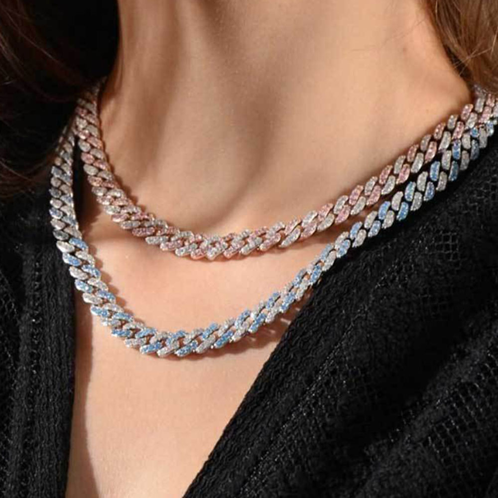 16/18 Inch 9MM Cuban Link Chain Necklace, White/Gold/Rose/Blue Color Iced Cut Cubic Zircon Hip Hop Jewelry For Men Women Gift
16/18 Inch 9MM Cuban Link Chain Necklace, White/Gold/Rose/Blue Color Iced Cut Cubic Zircon Hip Hop Jewelry For Men Women Gift