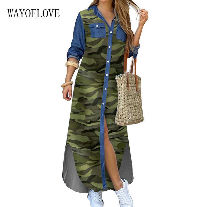 WAYOFLOVE Camouflage Printed Long Dress Women Casual Button Plus Size Loose Long Sleeve Dresses Woman Elegant Shirt Dresses 210602, Black
WAYOFLOVE Camouflage Printed Long Dress Women Casual Button Plus Size Loose Long Sleeve Dresses Woman Elegant Shirt Dresses 210602, Black