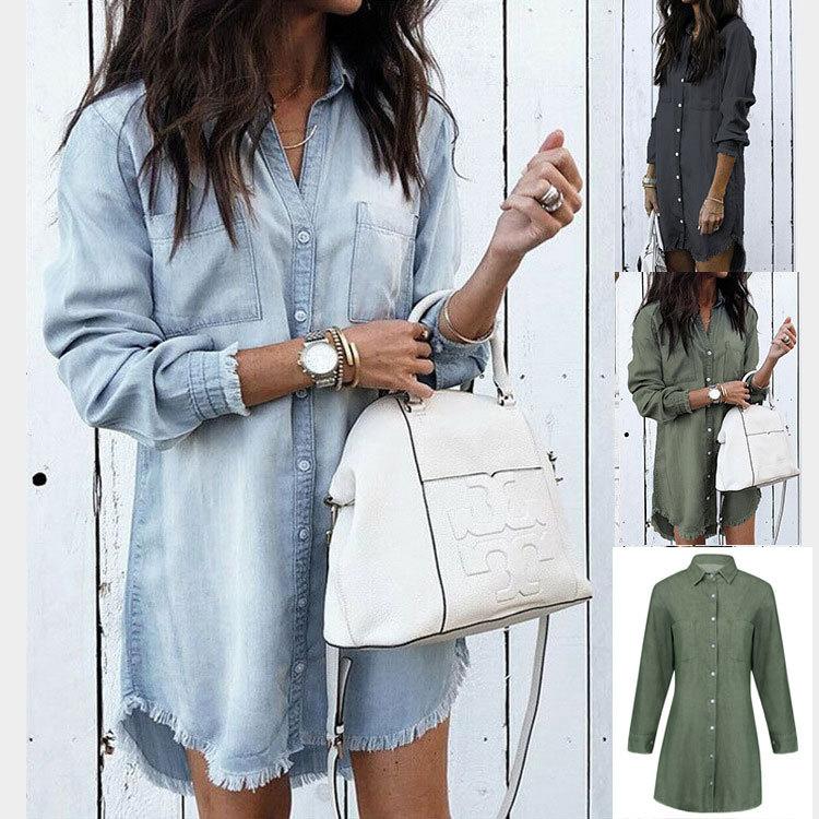 Women' Blouses & Shirts 2021 European And American Amazon Wish Cross-border Fashion Tassel Denim Shirt, Army green
Women' Blouses & Shirts 2021 European And American Amazon Wish Cross-border Fashion Tassel Denim Shirt, Army green