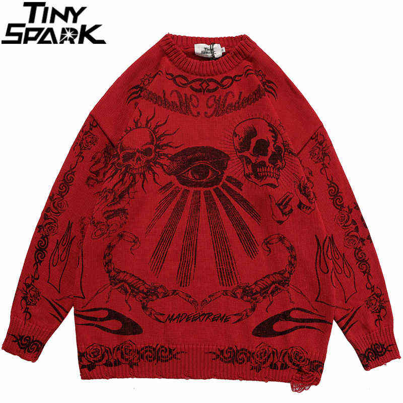 Hip Hop Knitted Sweater Streetwear Rose Eye Scorpion Print Ripped Pullover Men Harajuku Cotton Casual Autumn Sweater Skull 211109, A21lm32 red
Hip Hop Knitted Sweater Streetwear Rose Eye Scorpion Print Ripped Pullover Men Harajuku Cotton Casual Autumn Sweater Skull 211109, A21lm32 red