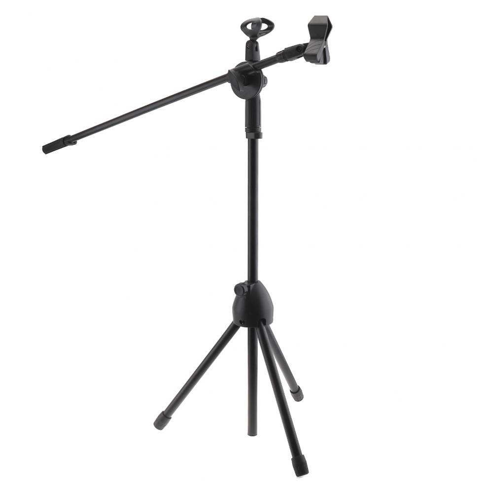 Black Swing Boom Floor Metal Microphone stand Ajustable Stage Microphone Holder Tripod for Performance Live