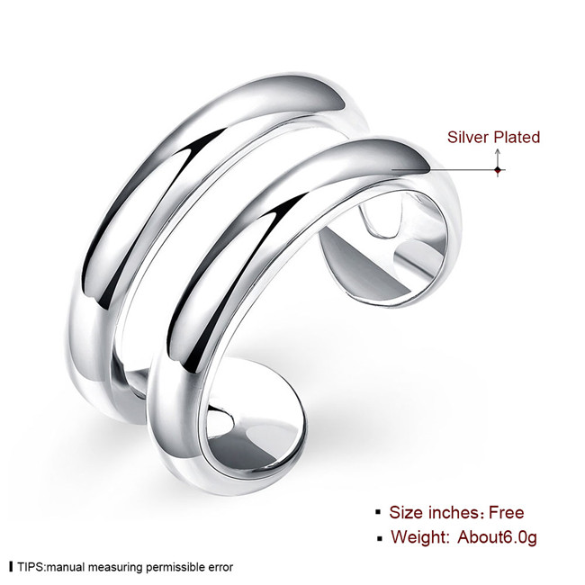 unisex Two-line sterling silver plated rings size open DMSR038,popular 925 silver plate finger ring jewelry Band Rings