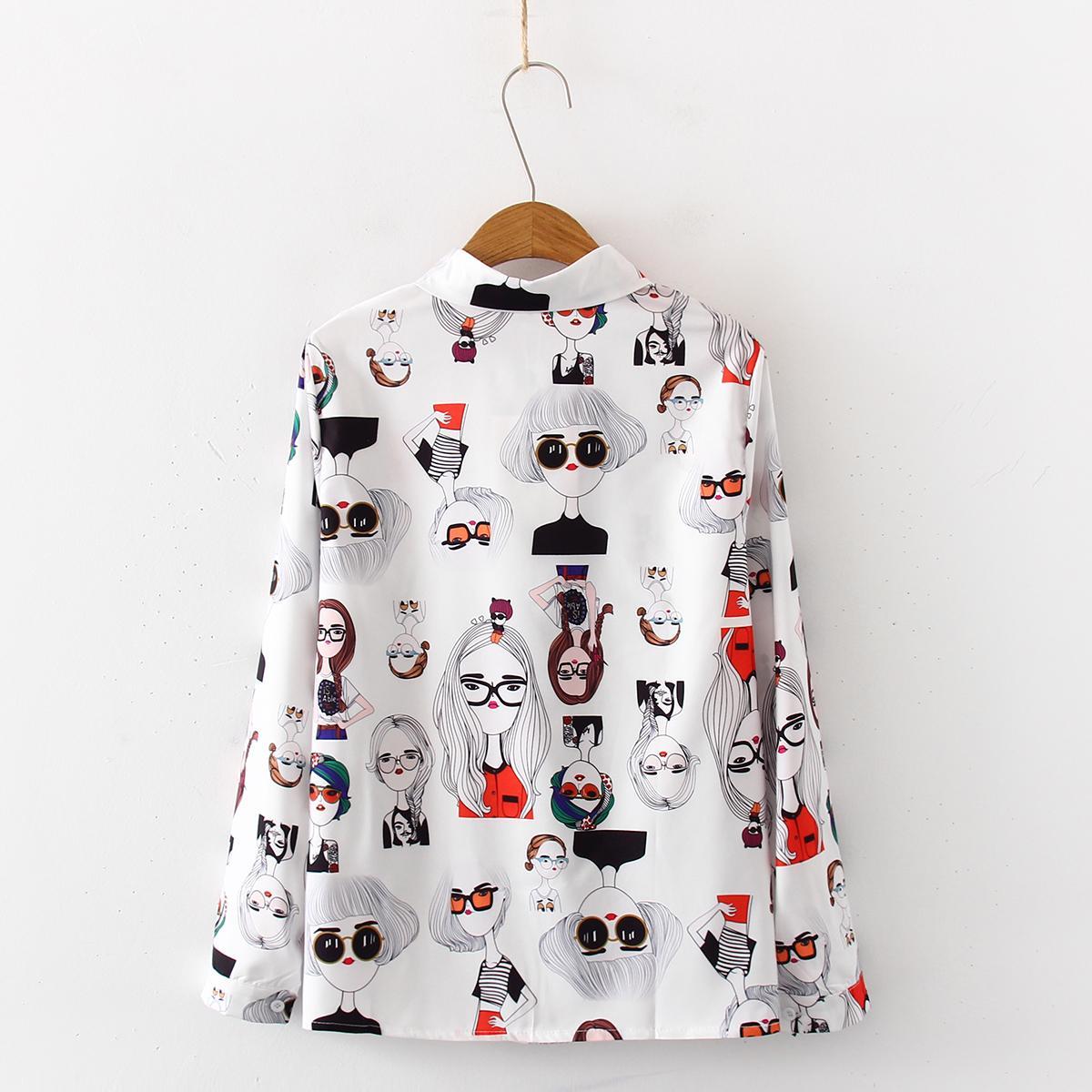 Spring Fall Women Harajuku cartoon Print Tops Streetwear Blouse Women Long Sleeve Blouses Shirts Female 210308
