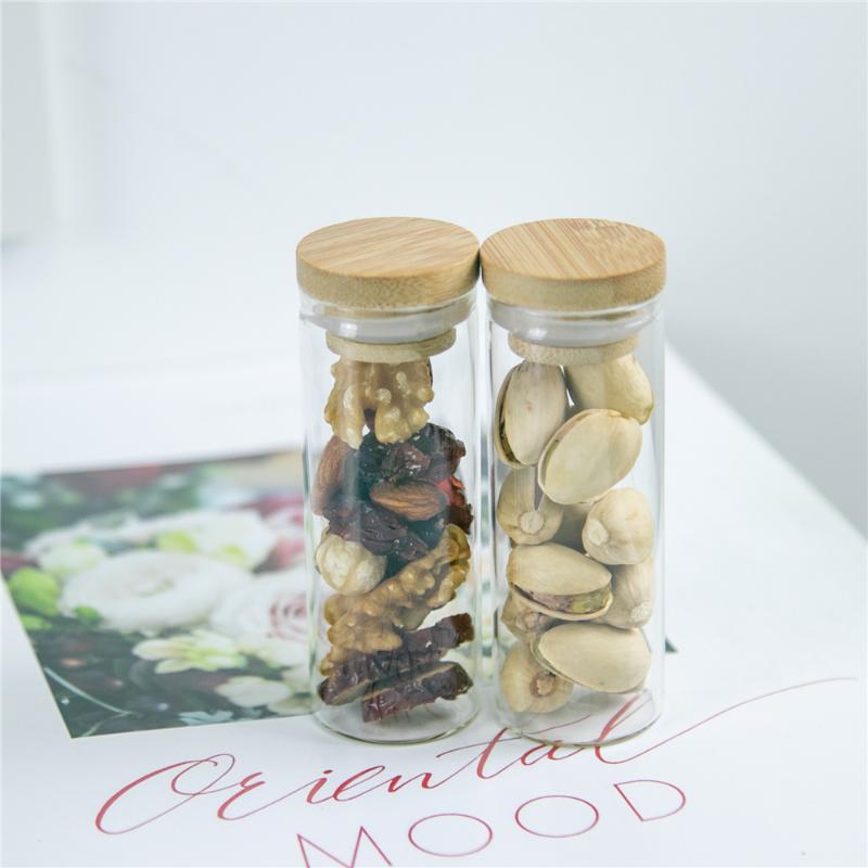 5Pcs 40ml Hyaline Glass Vials with Bamboo Wood Rubber Cap Delicate Practical Craft Travel Sub Bottling Exquisitely made
