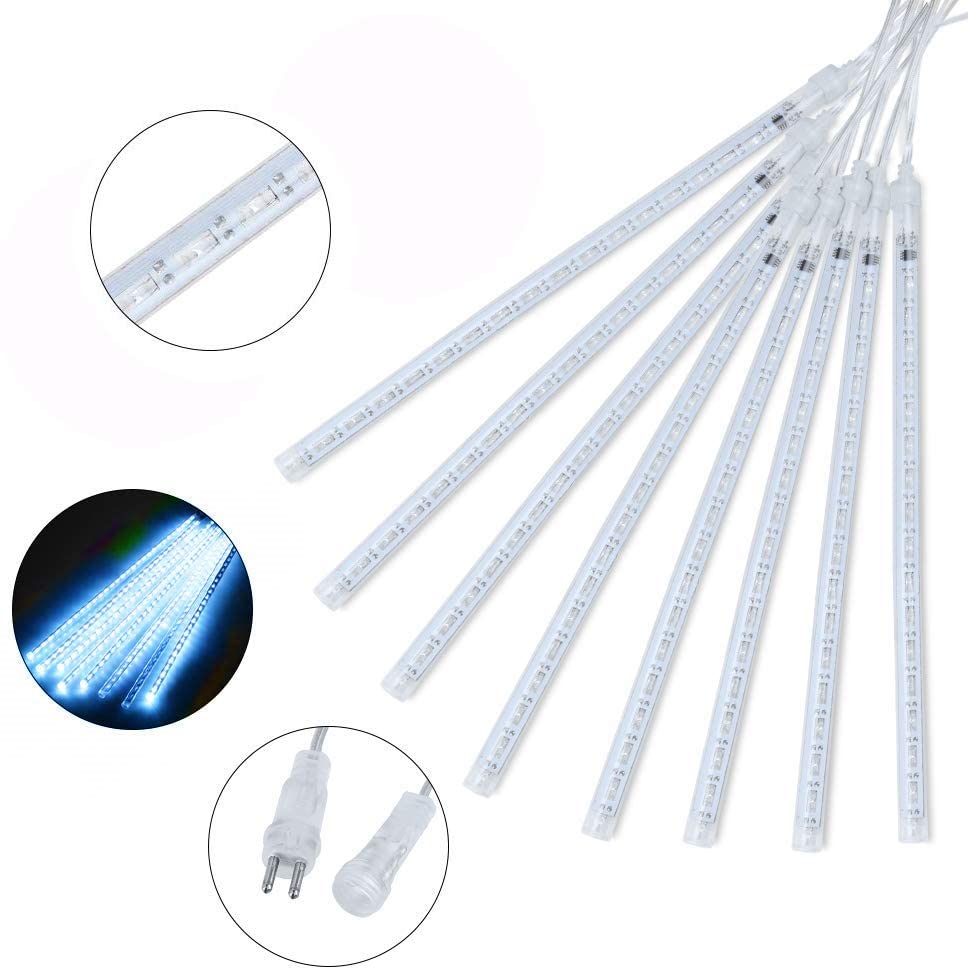 LED Meteor Shower Rain Lights 30cm x 8 Outdoor Waterproof 144pcs LED for Christmas Tree Holiday Party Wedding Party Tree Decoration New Year Garden Pa