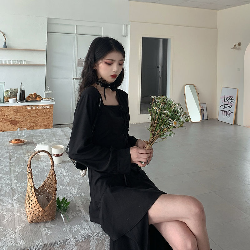 Black Split Spring Autumn Dress Women Elegant Designer Gothic Dress Female Streetwear Irregular Ruffles Party Vestidos, Black;gray
Black Split Spring Autumn Dress Women Elegant Designer Gothic Dress Female Streetwear Irregular Ruffles Party Vestidos, Black;gray