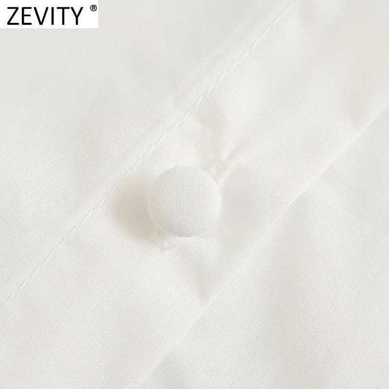 Zevity Women Sweet Lace Stitch Big Turn Down Collar Casual Smock Blouse Female Short Sleeve Poplin Shirt Chic Blusas Tops LS9261 210603