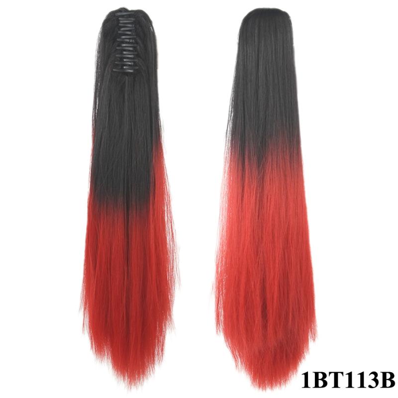 Synthetic Wigs Soowee 24'' Straight Hair Clip In Red Pink Claw Ponytail Hairpieces Pony women wigs