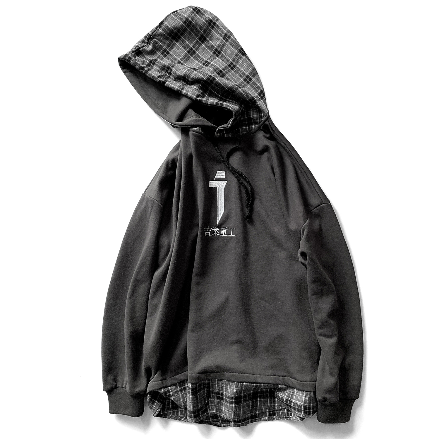 11 BYBB'S DARK Vintage Plaid Patchwork Hoodies Men Streetwear Hip Hop Letter Embroidery Sweatshirts Techwear Hoodie Pulover 201020